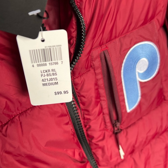 Unisex Adult Oversized Foot Locker Puffer x Phillies Patch Custom Baby Blue Pink - Picture 4 of 13
